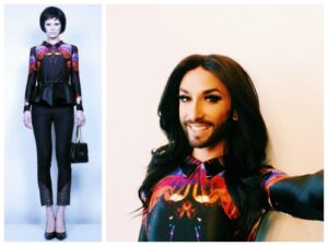 Conchita Wurst Dora Abodi felsőben szelfizget